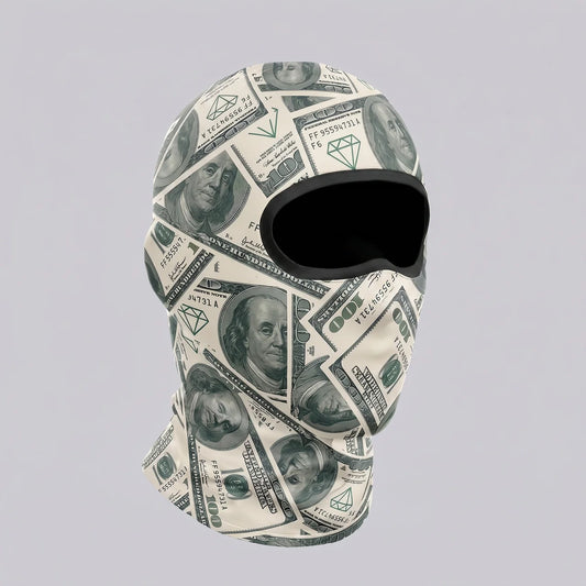 EKON Money-Print Riding Balaclava Green Print