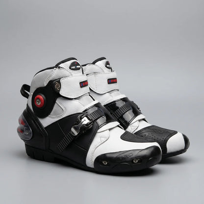 EKON Buckled Reinforced Moto Shoes White