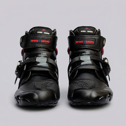 EKON Buckled Reinforced Moto Shoes Black