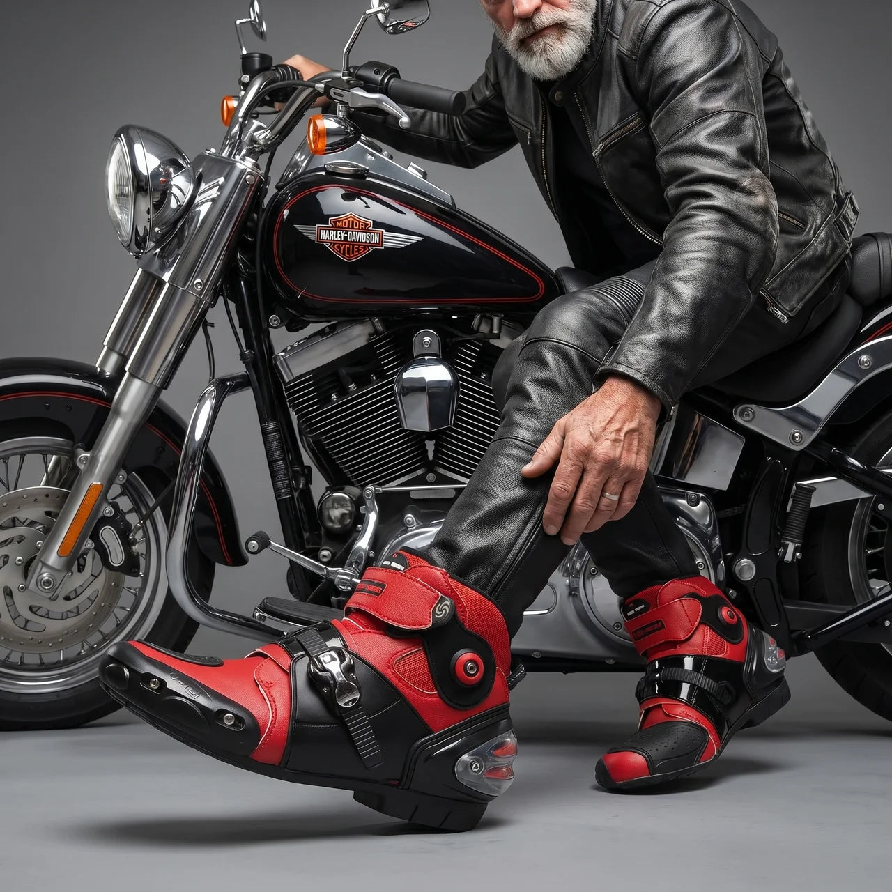 EKON Buckled Reinforced Moto Shoes