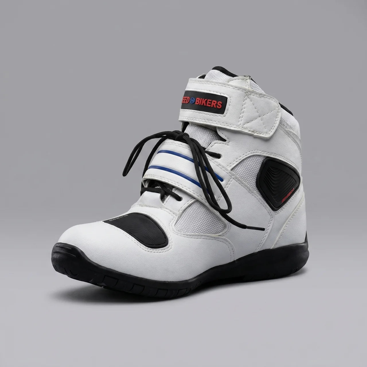 EKON Reinforced Secure-Fit Moto Shoes White
