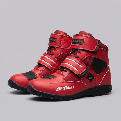 EKON Reinforced Secure-Fit Moto Shoes Red