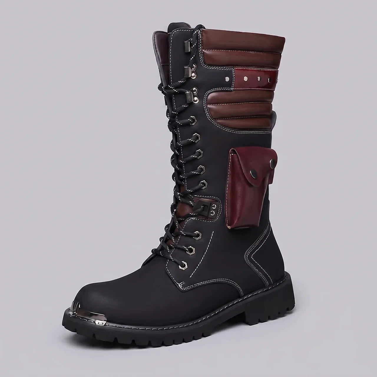EKON Men’s Tall Lace-Up Moto Boots 48 US 12.5