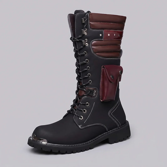 EKON Men’s Tall Lace-Up Moto Boots 48 US 12.5