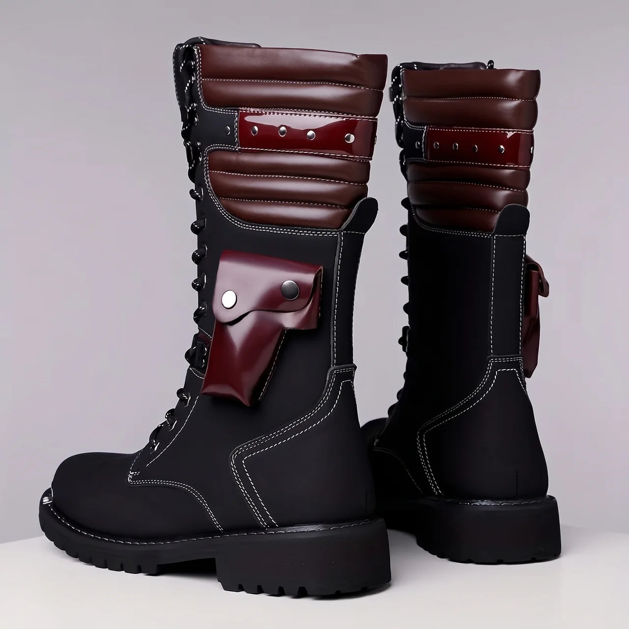 EKON Men’s Tall Lace-Up Moto Boots