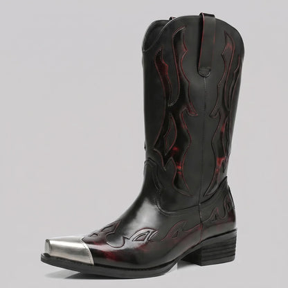 EKON Flame Western Rider Boots Burgundy