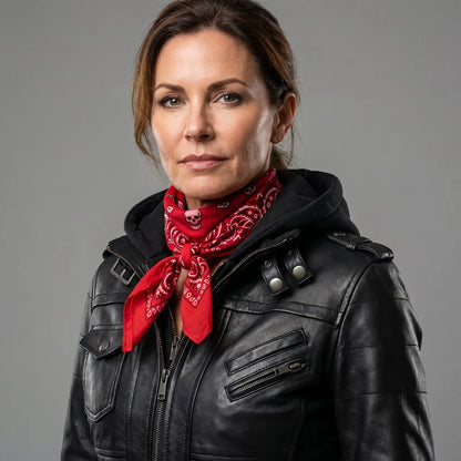 EKON Women’s Layered-Hood Moto Jacket