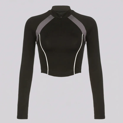 EKON Women’s Zip-Up Moto Crop Top