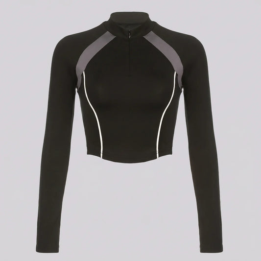 EKON Women’s Zip-Up Moto Crop Top