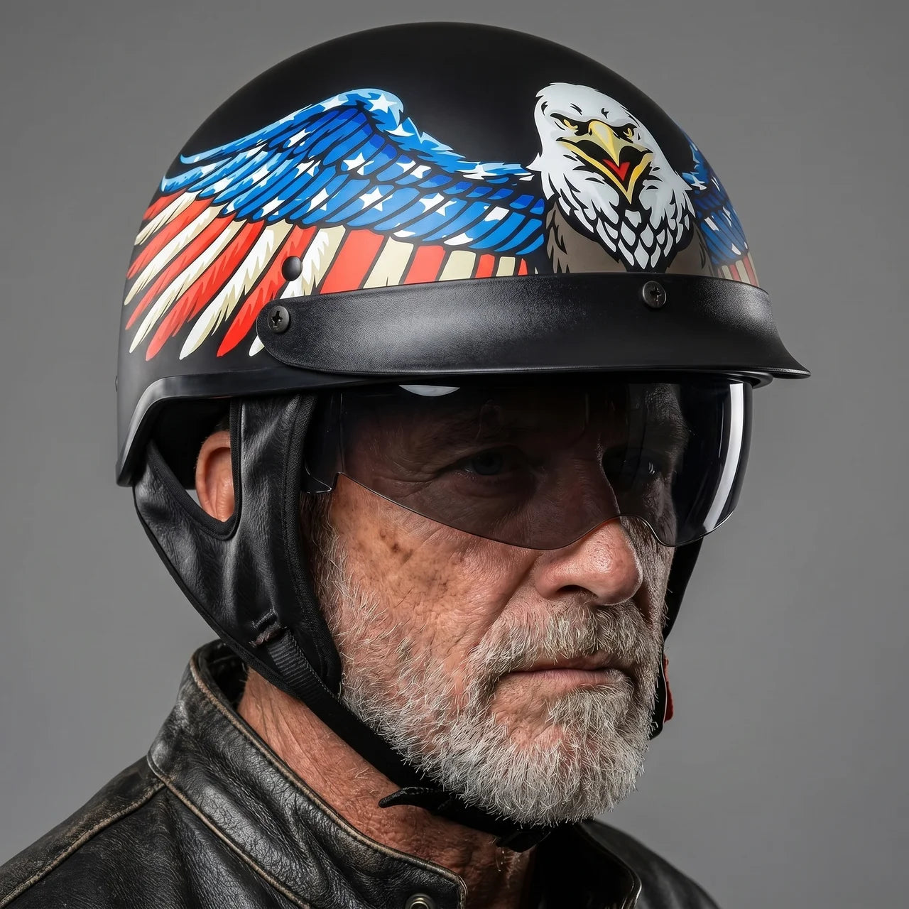 EKON Eagle-Wing Visor Half Helmet
