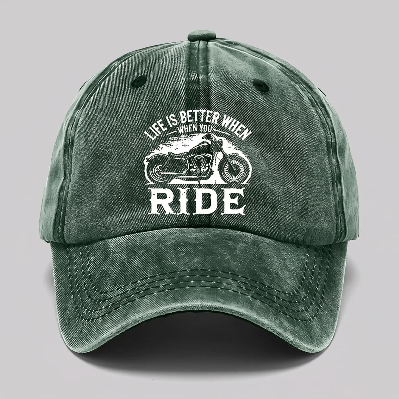 EKON RideLife Vintage Moto Cap Forest Green