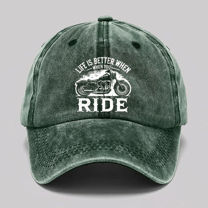 EKON RideLife Vintage Moto Cap Forest Green