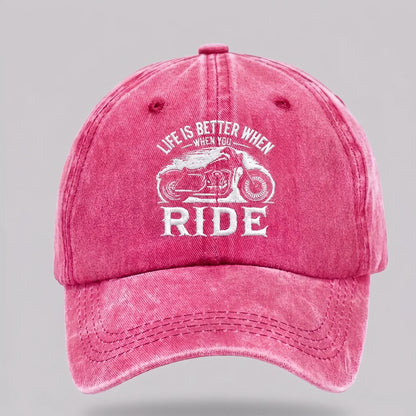 EKON RideLife Vintage Moto Cap Rose Red