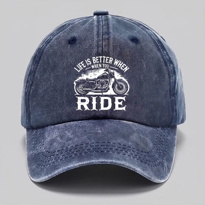 EKON RideLife Vintage Moto Cap Navy Blue