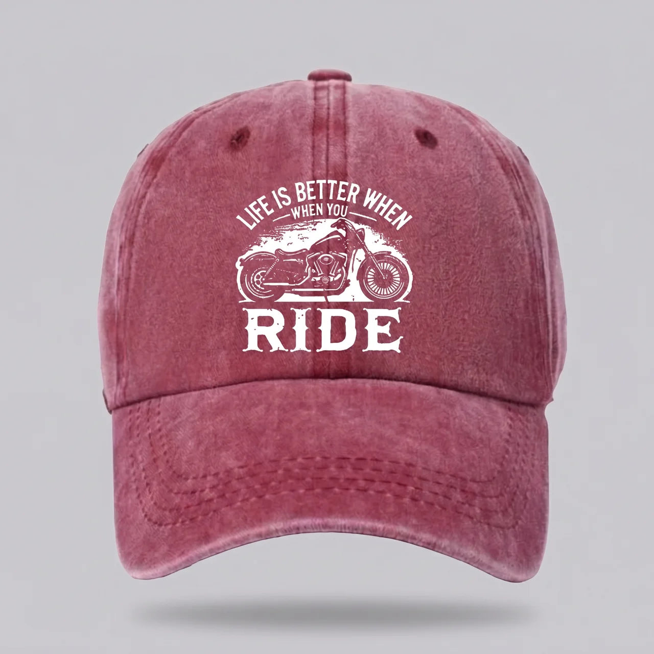 EKON RideLife Vintage Moto Cap Crimson Red