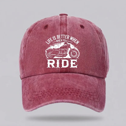EKON RideLife Vintage Moto Cap Crimson Red
