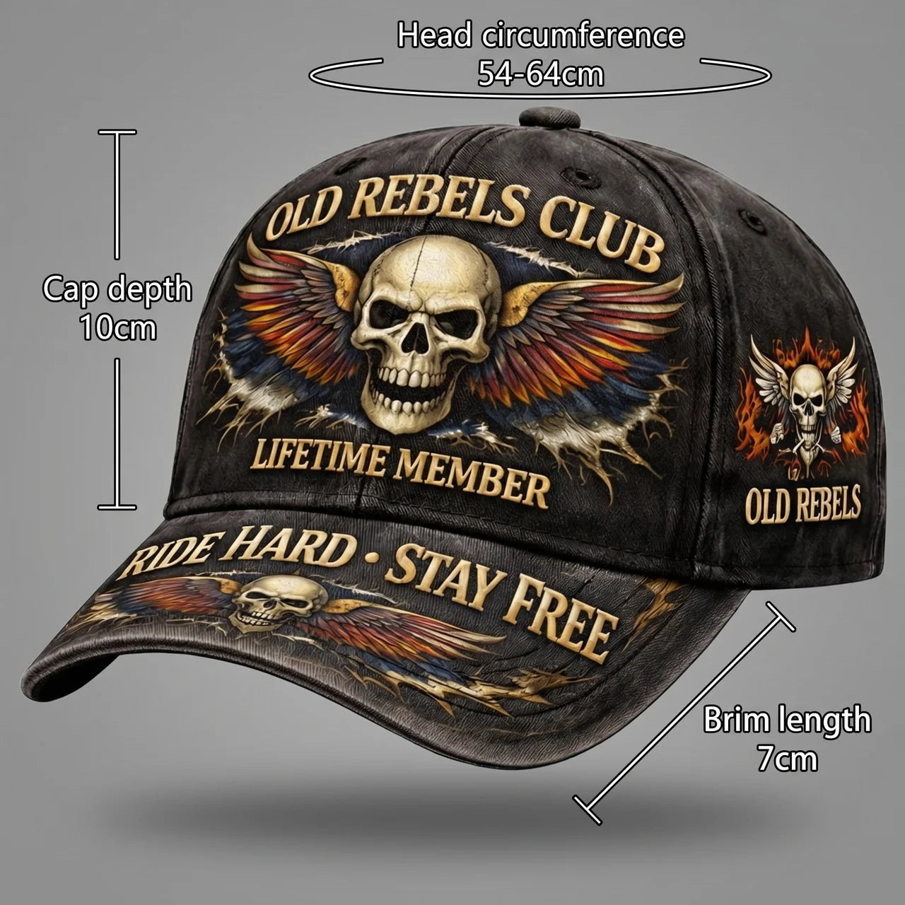 EKON RebelRoad Skull Moto Cap