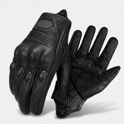 EKON Perforated Goatskin Riding Gloves Black