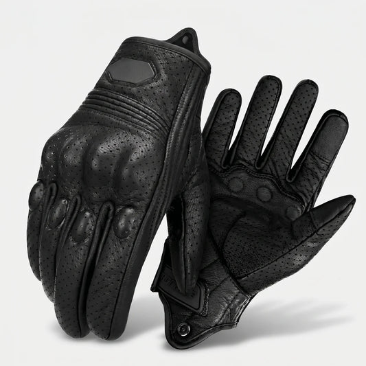 EKON Perforated Goatskin Riding Gloves Black