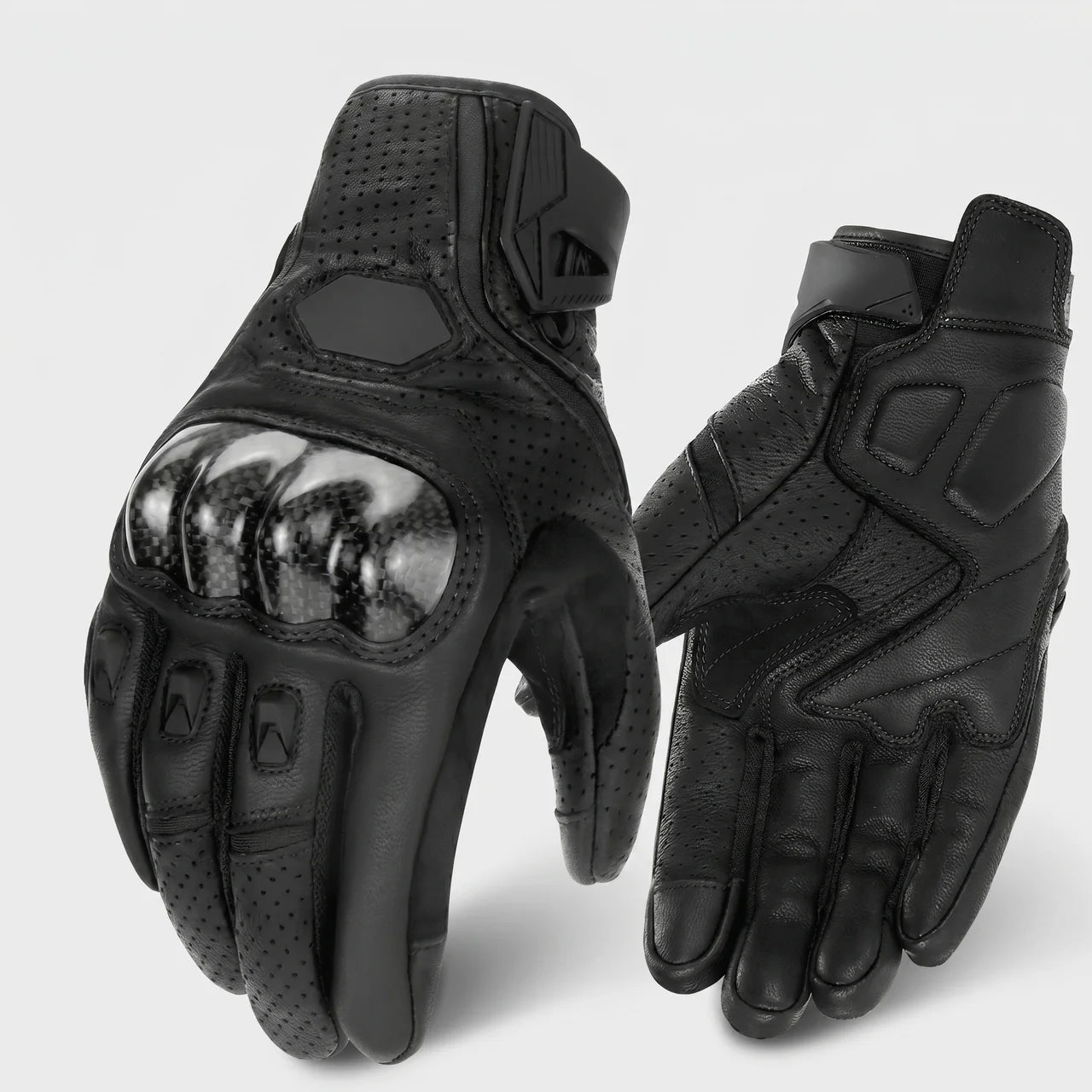 EKON Armored Cowhide Riding Gloves Black