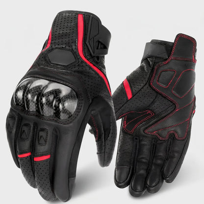 EKON Armored Cowhide Riding Gloves Red