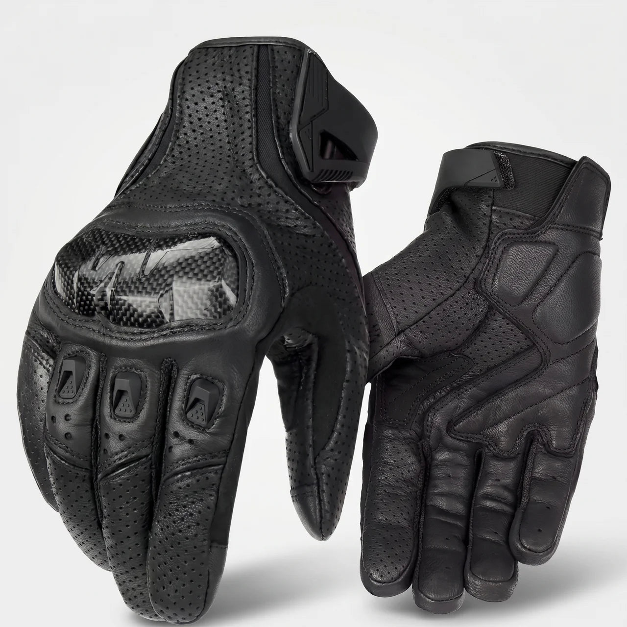 EKON Vented Cowhide Riding Gloves Black