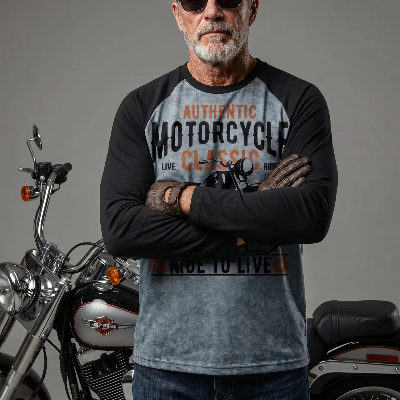 EKON Vintage Moto Long Sleeve Tee