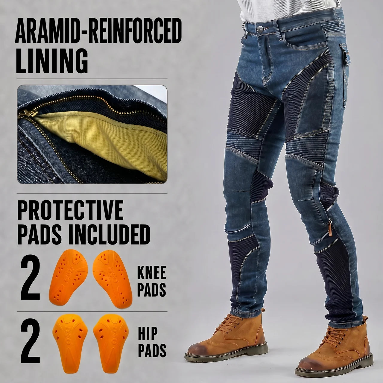 EKON Vented Aramid Armored Jeans Blue