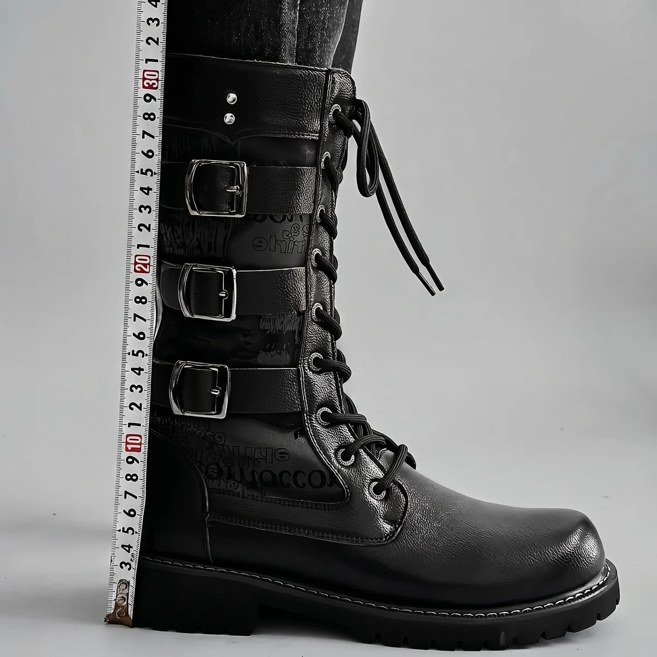 EKON Triple-Buckle Biker Boots