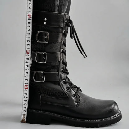 EKON Triple-Buckle Biker Boots