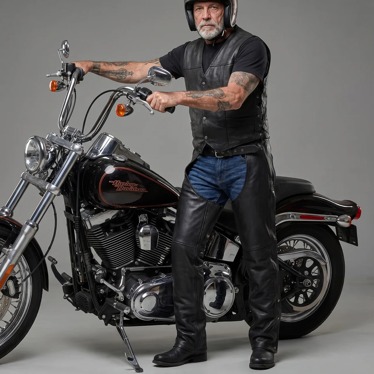 EKON Zip-Out Cowhide Riding Chaps