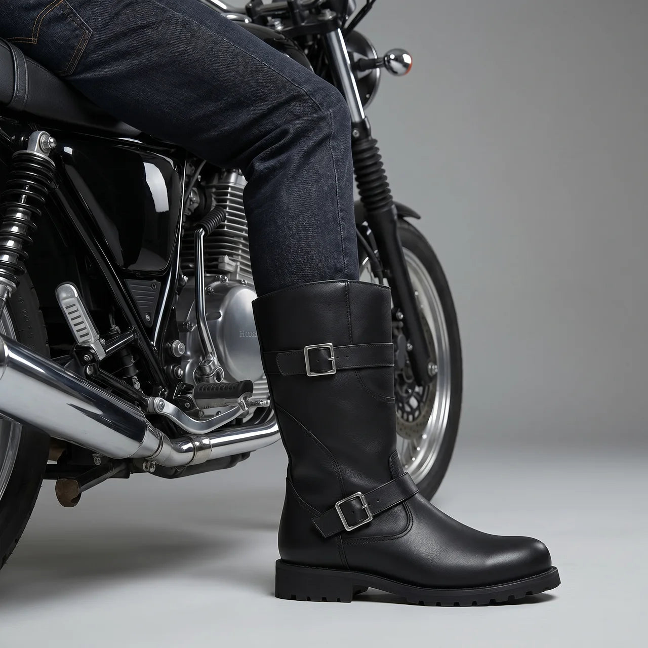 EKON BuckleZip Engineer Moto Boots