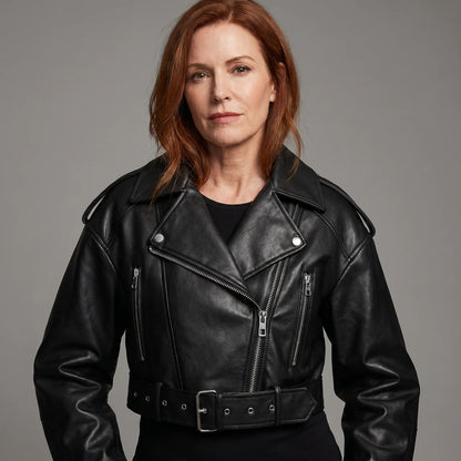 EKON RebelCrop Belted Moto Jacket