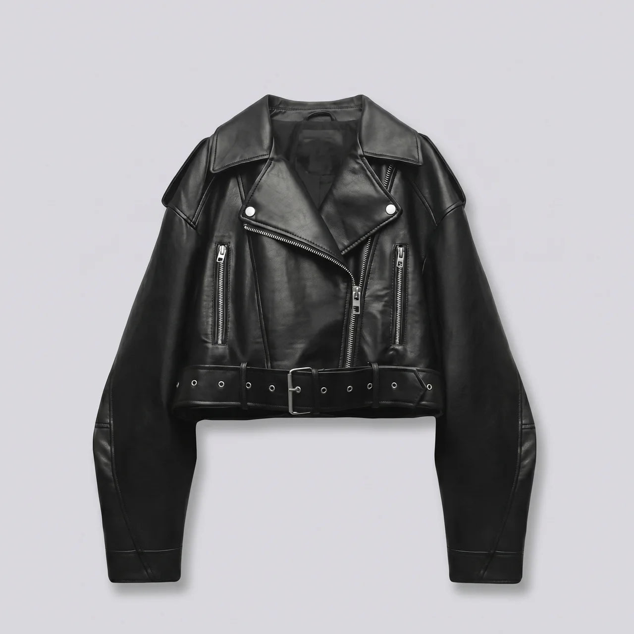 EKON RebelCrop Belted Moto Jacket