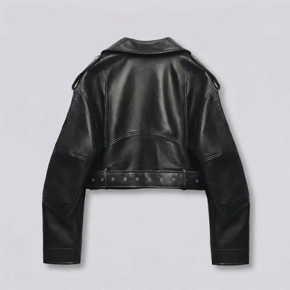EKON RebelCrop Belted Moto Jacket