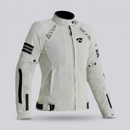EKON Women’s Summer Mesh Protective Riding Jacket White