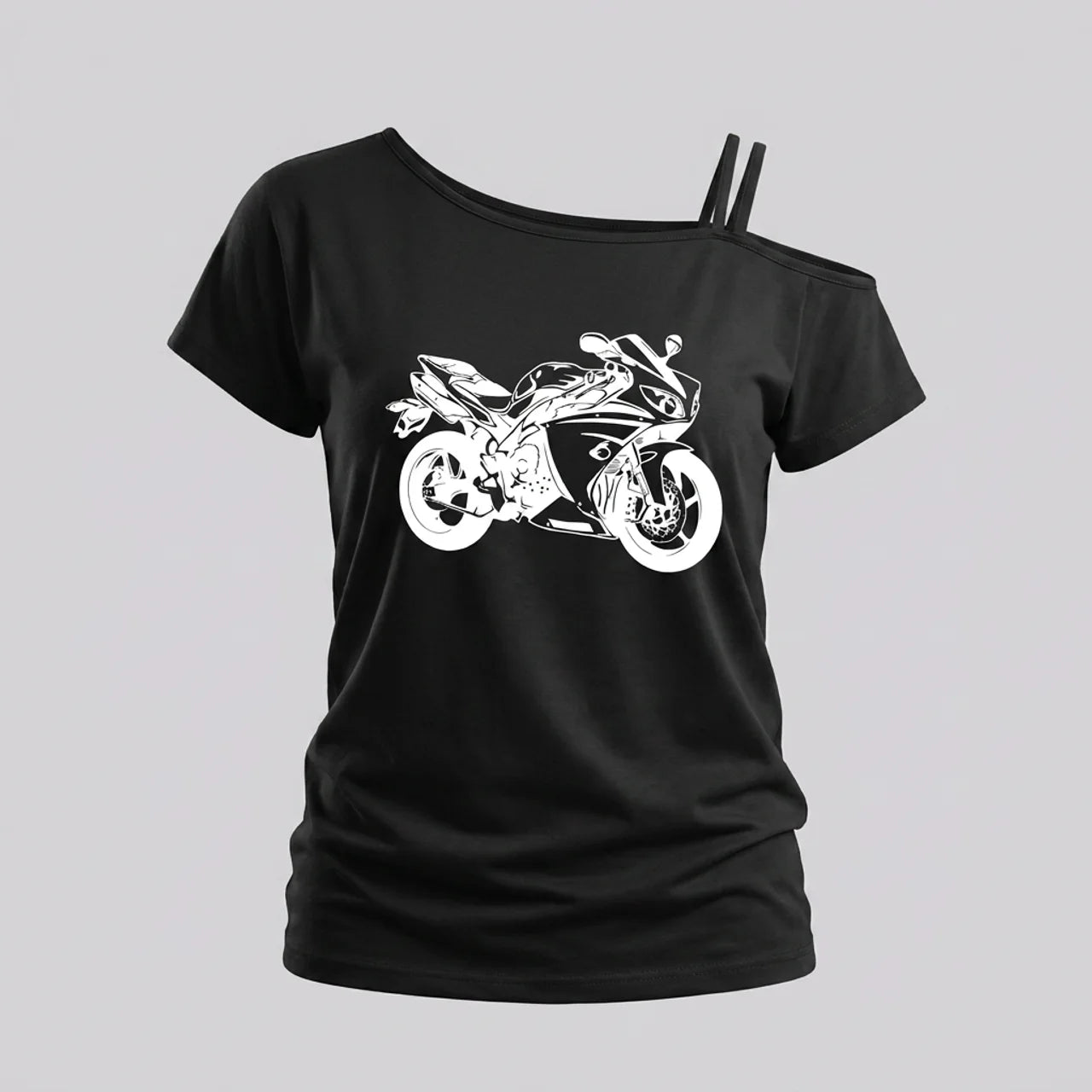 EKON Women’s Moto Graphic Cold-Shoulder Tee