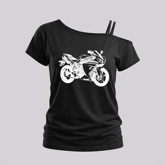 EKON Women’s Moto Graphic Cold-Shoulder Tee