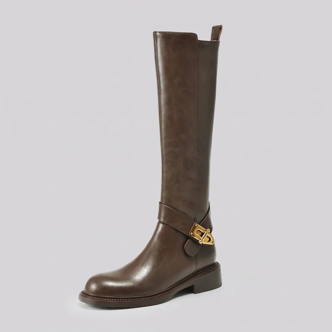 EKON Women’s SaddleLock Leather Riding Boots Brown