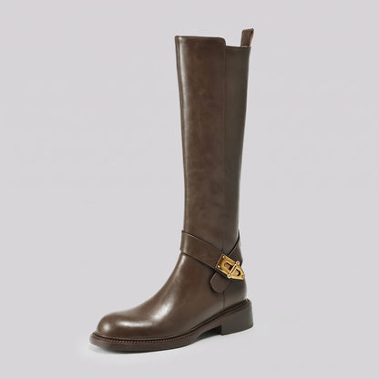 EKON Women’s SaddleLock Leather Riding Boots Brown