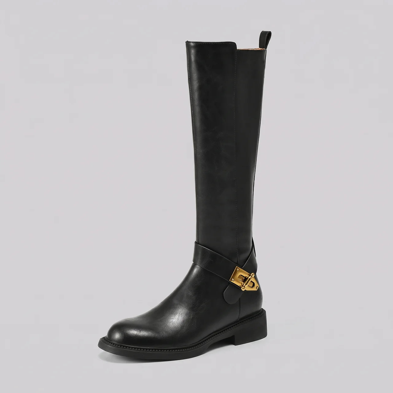 EKON Women’s SaddleLock Leather Riding Boots Black