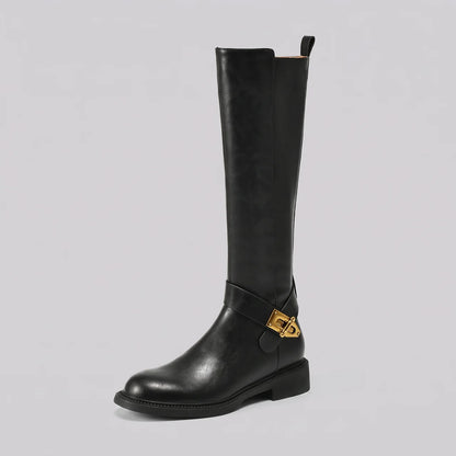 EKON Women’s SaddleLock Leather Riding Boots Black