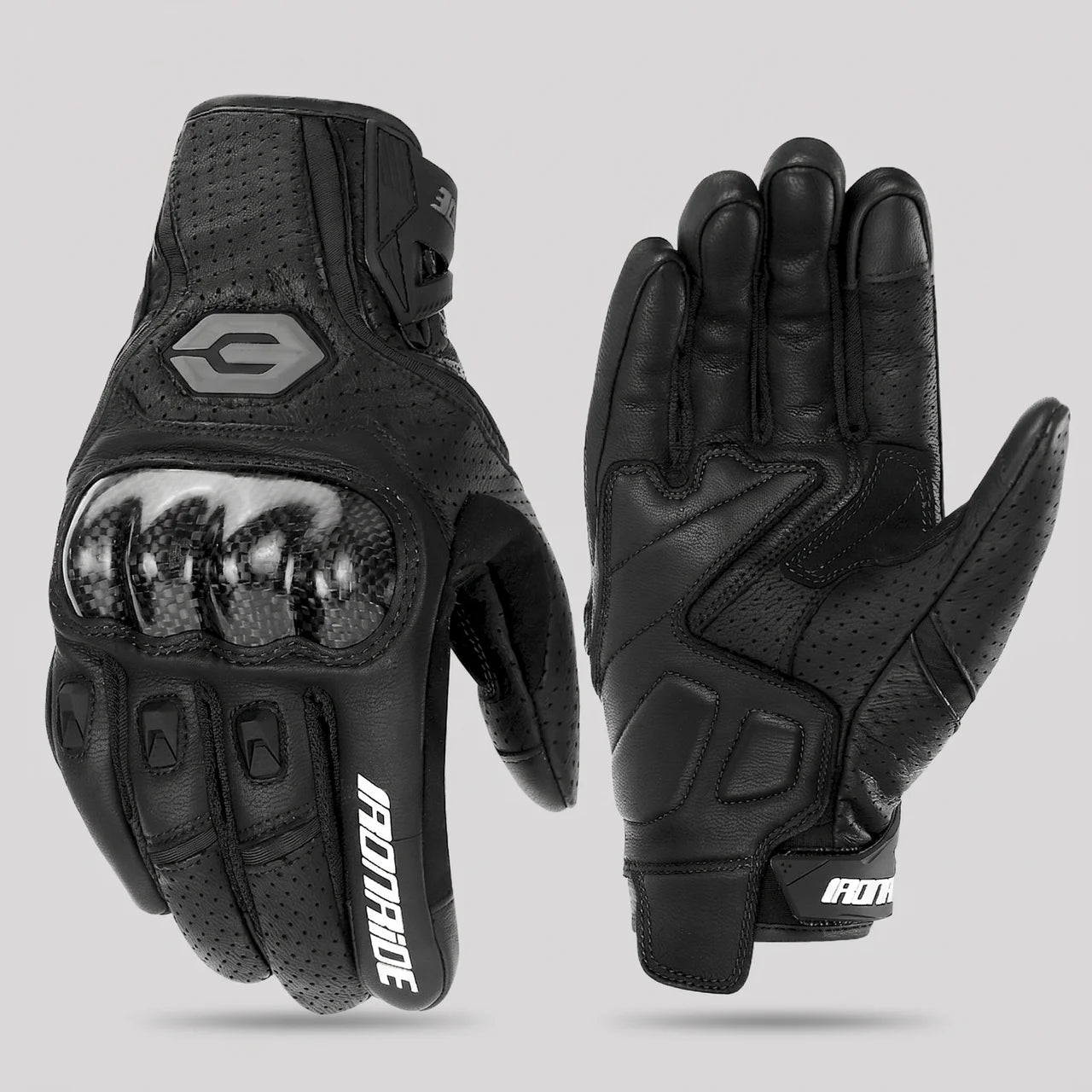 EKON Armored Cowhide Riding Gloves Black