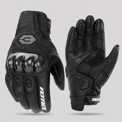 EKON Armored Cowhide Riding Gloves Black