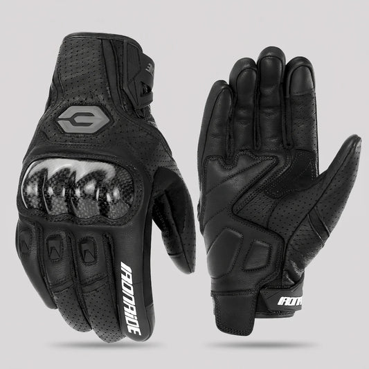 EKON Armored Cowhide Riding Gloves Black