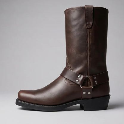 EKON Men’s Mid-Calf Motorcycle Boots Brown