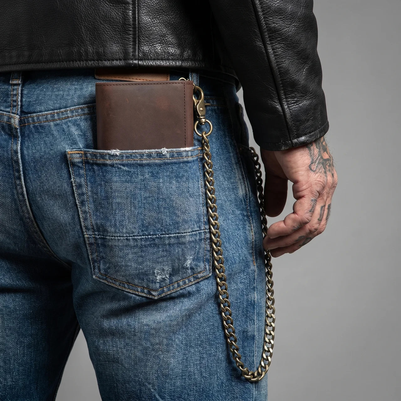 EKON Chain Leather Motorcycle Wallet