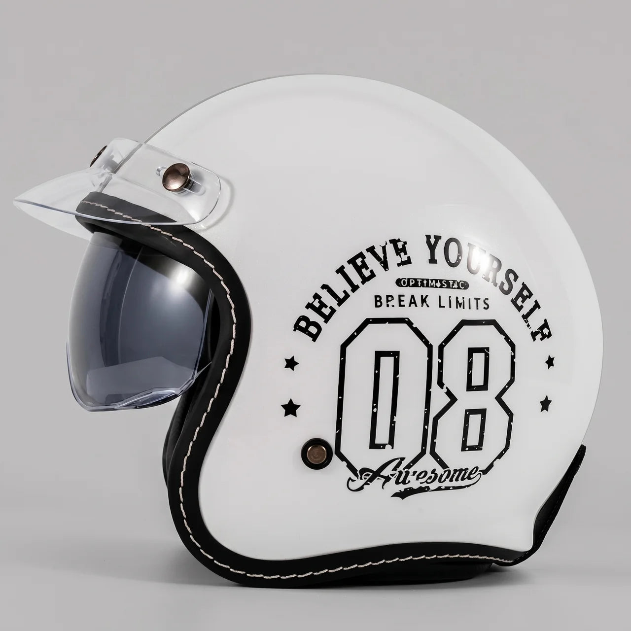 EKON 3/4 Open-Face Rider Helmet White No. 08