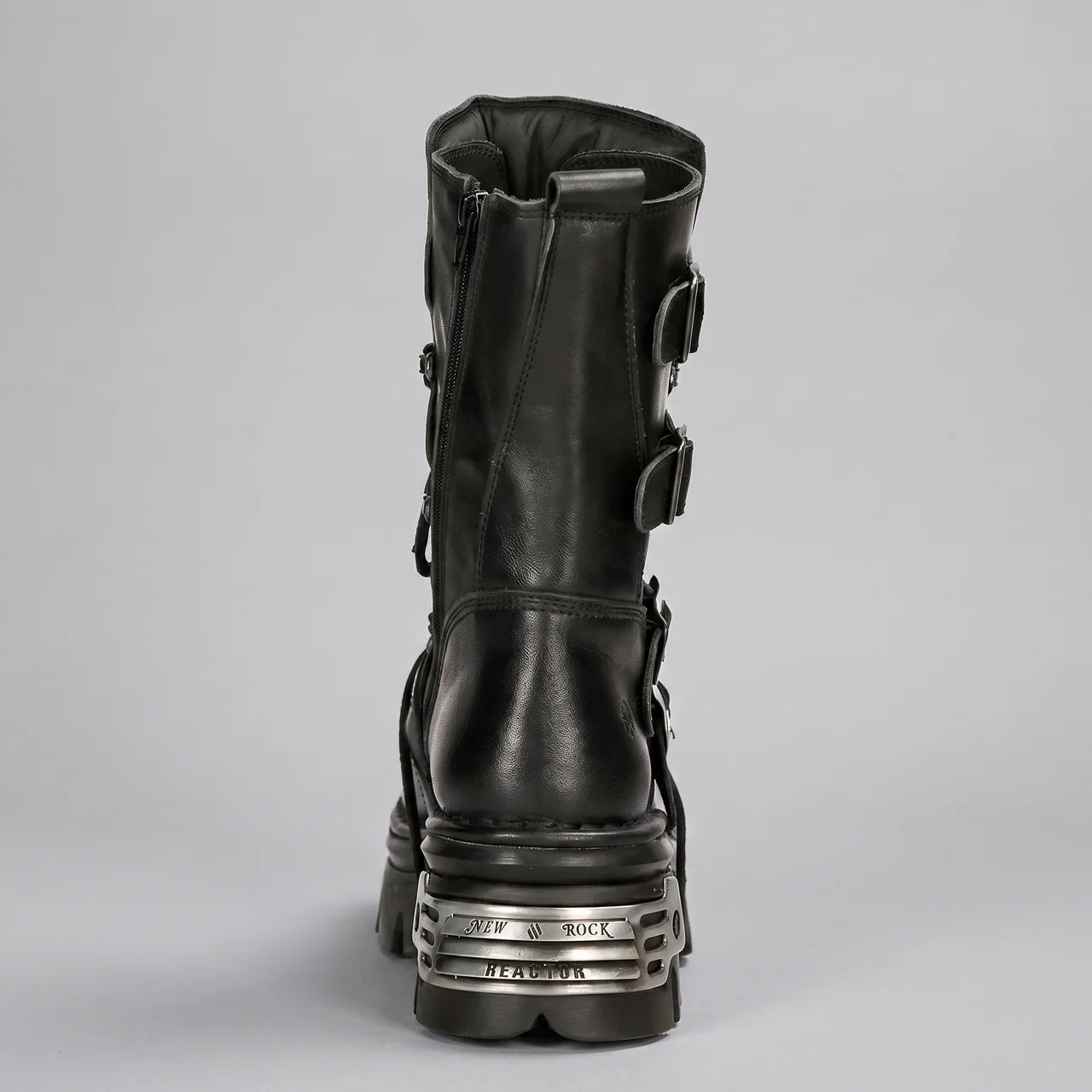 EKON MetalForge Leather Platform Biker Boots