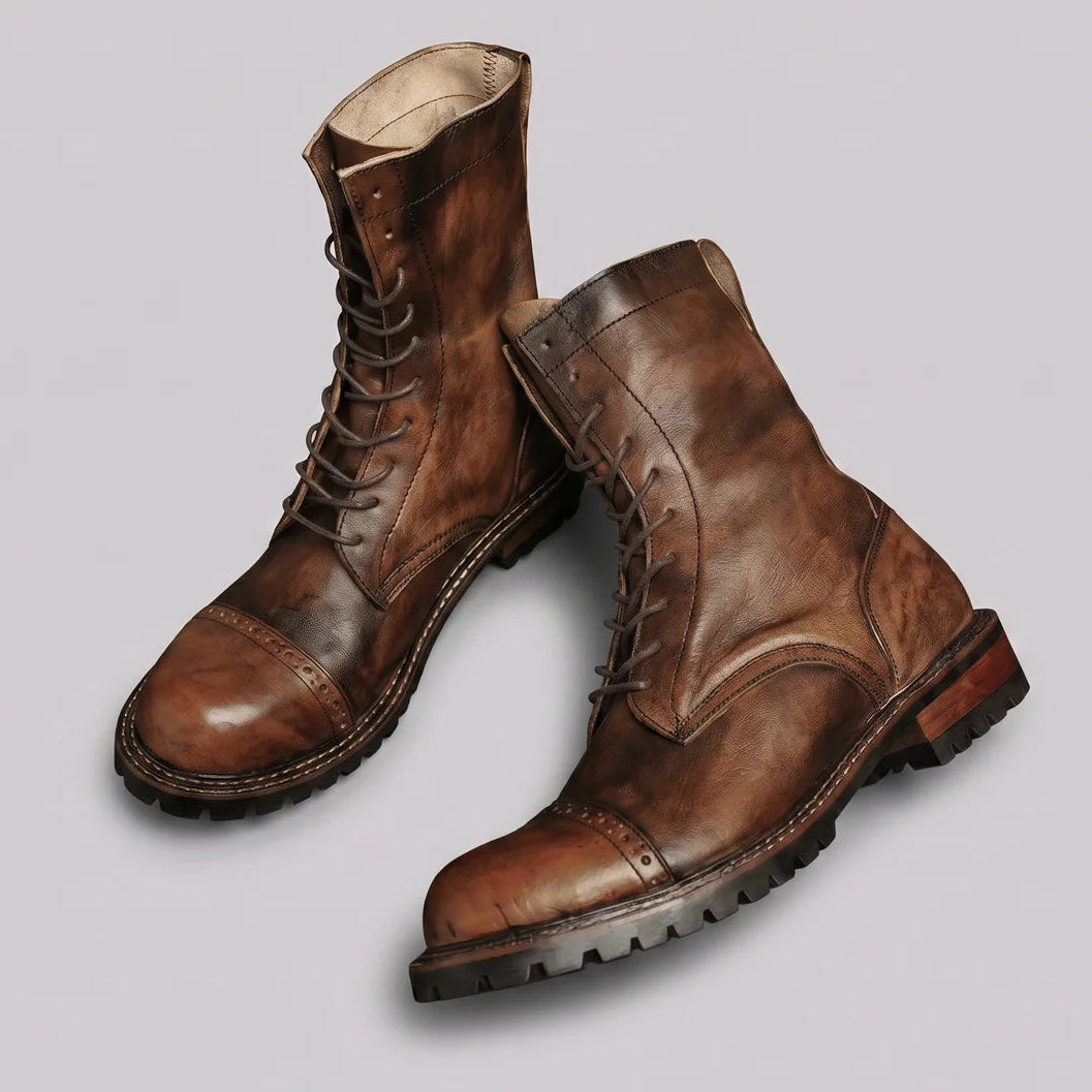 EKON Roadborn Leather Lace-Up Boots